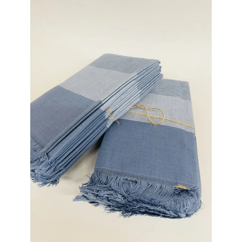 Natural Cloth 18x18” Table‎ Napkin With Fringes Modern Style 12-pack Blue